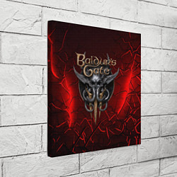 Холст квадратный Baldurs Gate 3 logo red, цвет: 3D-принт — фото 2