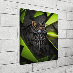 Холст квадратный Baldurs Gate 3 logo green abstract, цвет: 3D-принт — фото 2