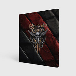 Холст квадратный Baldurs Gate 3 logo dark, цвет: 3D-принт