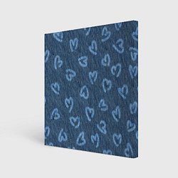 Холст квадратный Hearts on denim, цвет: 3D-принт