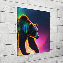 Холст квадратный Неоновый светящийся медведь гризли, цвет: 3D-принт — фото 2