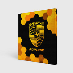 Холст квадратный Porsche - gold gradient, цвет: 3D-принт