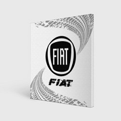 Холст квадратный Fiat speed на светлом фоне со следами шин, цвет: 3D-принт
