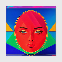 Холст квадратный Девушка красноликая овал в прямоугольнике, цвет: 3D-принт — фото 2