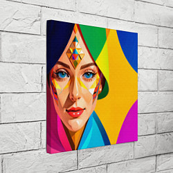 Холст квадратный Девушка лицо с ромбическим орнаментом, цвет: 3D-принт — фото 2