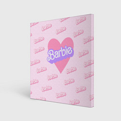 Холст квадратный Барби и розовое сердце: паттерн, цвет: 3D-принт