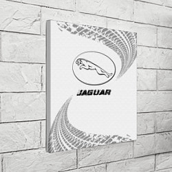 Холст квадратный Jaguar speed на светлом фоне со следами шин, цвет: 3D-принт — фото 2