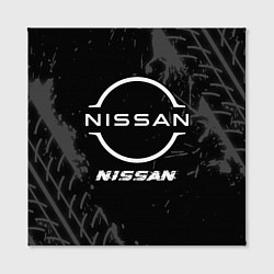Холст квадратный Nissan speed на темном фоне со следами шин, цвет: 3D-принт — фото 2