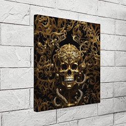 Холст квадратный Золотой череп с украшениями, цвет: 3D-принт — фото 2