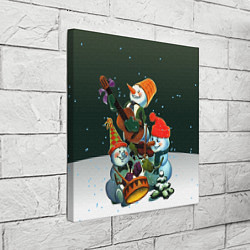 Холст квадратный Новогодний квартет со снеговиками, цвет: 3D-принт — фото 2