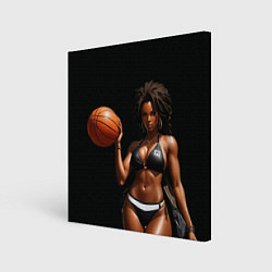 Холст квадратный Девушка с баскетбольным мячом, цвет: 3D-принт