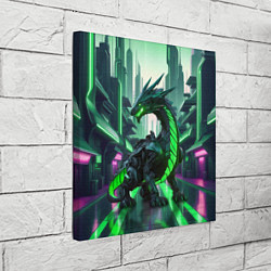 Холст квадратный Неоновый зеленый дракон, цвет: 3D-принт — фото 2