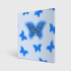 Холст квадратный Y2K blue butterfly, цвет: 3D-принт
