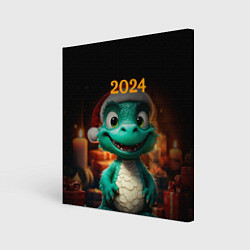 Картина квадратная Зеленый дракон 2024