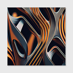 Холст квадратный Слияние красок оранжевого и чёрного абстракция, цвет: 3D-принт — фото 2