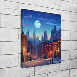 Холст квадратный Ночной новогодний город, цвет: 3D-принт — фото 2