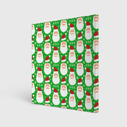 Холст квадратный Дед Мороз на зеленом фоне, цвет: 3D-принт
