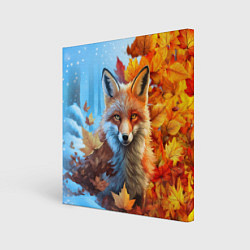 Холст квадратный Лиса осень-зима, цвет: 3D-принт