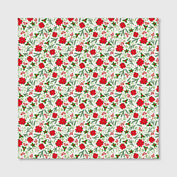 Холст квадратный Красная пуансеттия с листьями, цвет: 3D-принт — фото 2