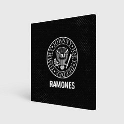 Холст квадратный Ramones glitch на темном фоне, цвет: 3D-принт