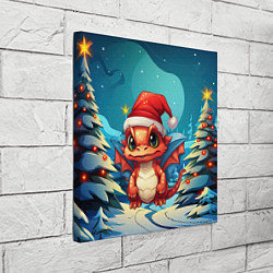 Холст квадратный Маленький новогодний милый дракошка 2024, цвет: 3D-принт — фото 2