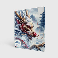 Холст квадратный Свирепый японский дракон - искусство, цвет: 3D-принт
