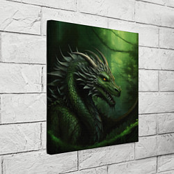 Холст квадратный Зеленый дракон символ 2024, цвет: 3D-принт — фото 2