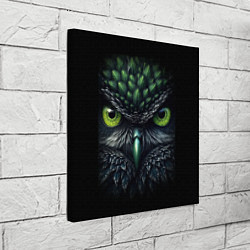 Холст квадратный Грозная зеленая сова, цвет: 3D-принт — фото 2