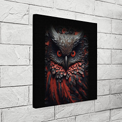 Холст квадратный Черная сова с красными крыльями, цвет: 3D-принт — фото 2