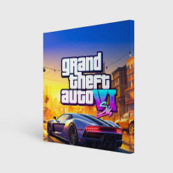 Холст квадратный Grand theft auto 6 street vice city, цвет: 3D-принт