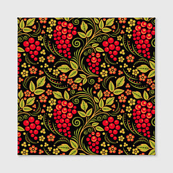 Холст квадратный Хохломская роспись красные ягоды, цвет: 3D-принт — фото 2