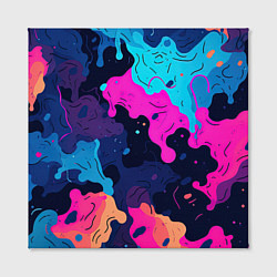 Холст квадратный Яркие кислотные разноцветные пятна в виде камуфляж, цвет: 3D-принт — фото 2