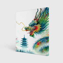 Холст квадратный Japanese watercolor dragon - art, цвет: 3D-принт