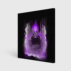 Холст квадратный Фиолетовый скелет в дыму, цвет: 3D-принт