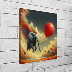 Холст квадратный Сюрреалистичный слон летит за шариком, цвет: 3D-принт — фото 2