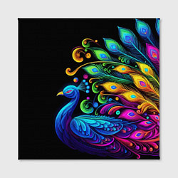 Холст квадратный Neon peacock - art, цвет: 3D-принт — фото 2