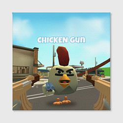 Холст квадратный Chicken Gun - shooter, цвет: 3D-принт — фото 2