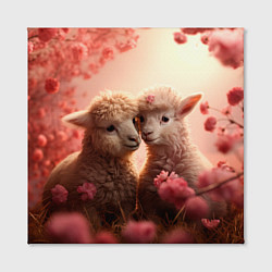 Холст квадратный Влюбленные ламы, цвет: 3D-принт — фото 2