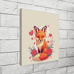 Холст квадратный Влюбленная лисичка в сердечках, цвет: 3D-принт — фото 2