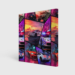 Холст квадратный GTA style cars, цвет: 3D-принт