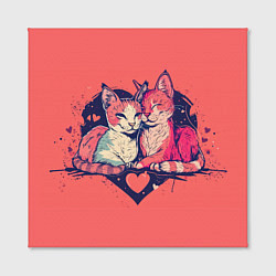 Холст квадратный Влюбленные коты в виде сердца, цвет: 3D-принт — фото 2