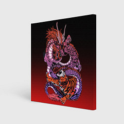 Холст квадратный Дракон и тигр в год дракона, цвет: 3D-принт