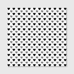 Холст квадратный Черно-белые сердечки, цвет: 3D-принт — фото 2