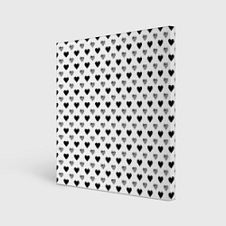 Холст квадратный Черно-белые сердечки, цвет: 3D-принт