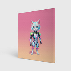 Холст квадратный Funny kitten - cyberpunk, цвет: 3D-принт