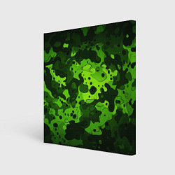 Холст квадратный Яркий неоновый зеленый камуфляж, цвет: 3D-принт