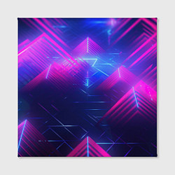 Холст квадратный Неоновые абстрактные треугольники, цвет: 3D-принт — фото 2