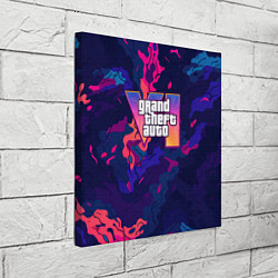 Холст квадратный GTA 6 logo яркий неоновый камуфляжный стиль, цвет: 3D-принт — фото 2