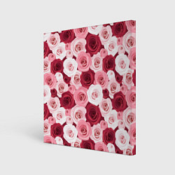 Холст квадратный Красные и розовые розы, цвет: 3D-принт