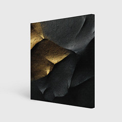 Холст квадратный Черная текстура с золотистым напылением, цвет: 3D-принт